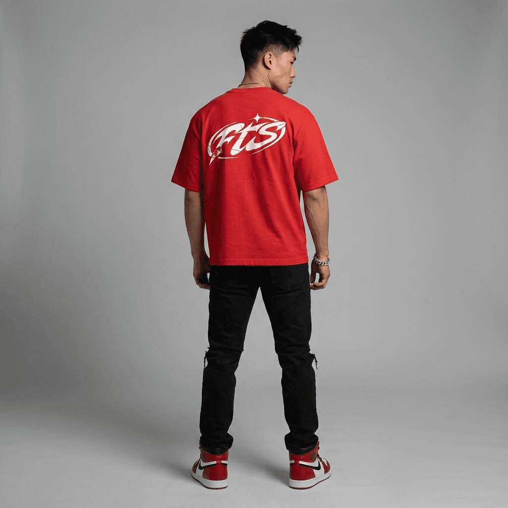FTS "STRESS - LOGO" Boxy Tee - Red - Ảnh 5