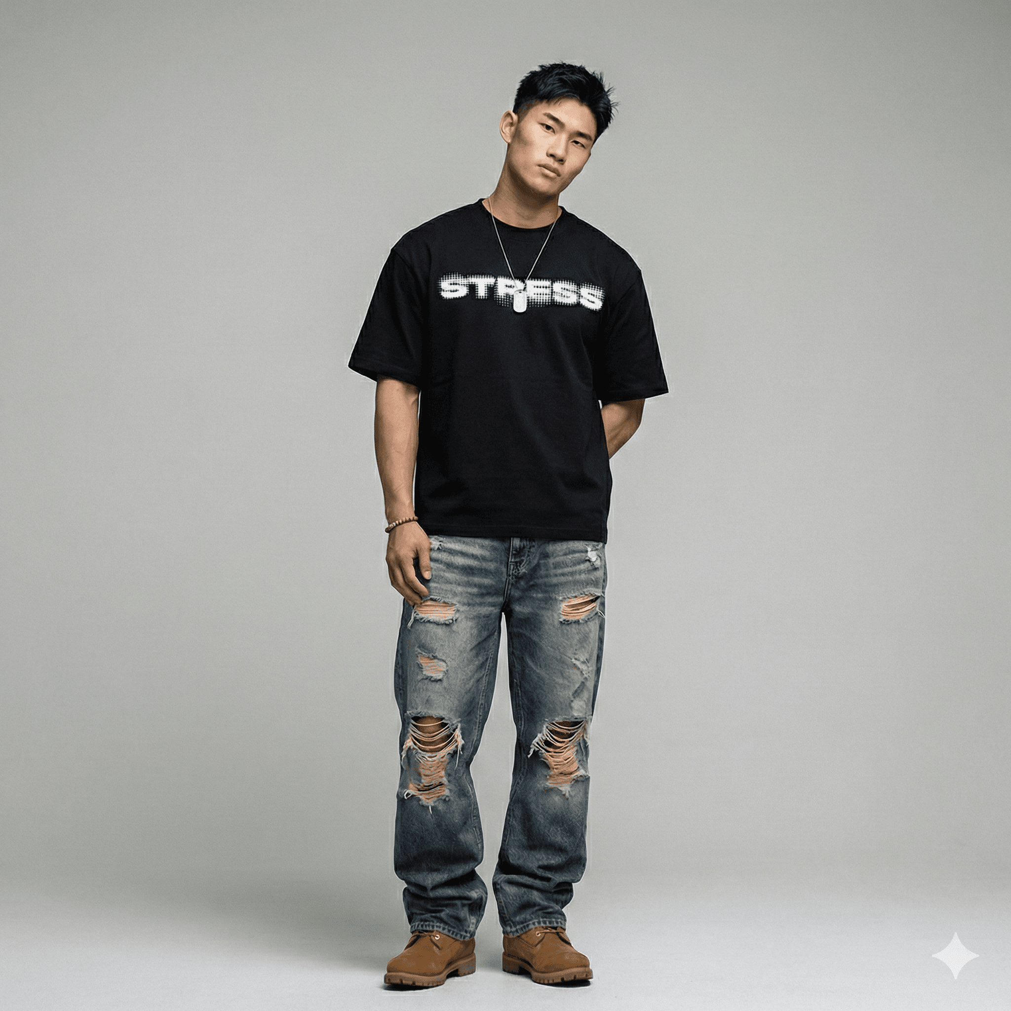 FTS "STRESS - LOGO" Boxy Tee - Black - Ảnh 2