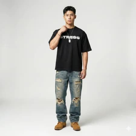 FTS "STRESS - LOGO" Boxy Tee - Black - Ảnh 3