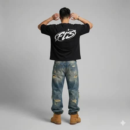 FTS "STRESS - LOGO" Boxy Tee - Black - Ảnh 4
