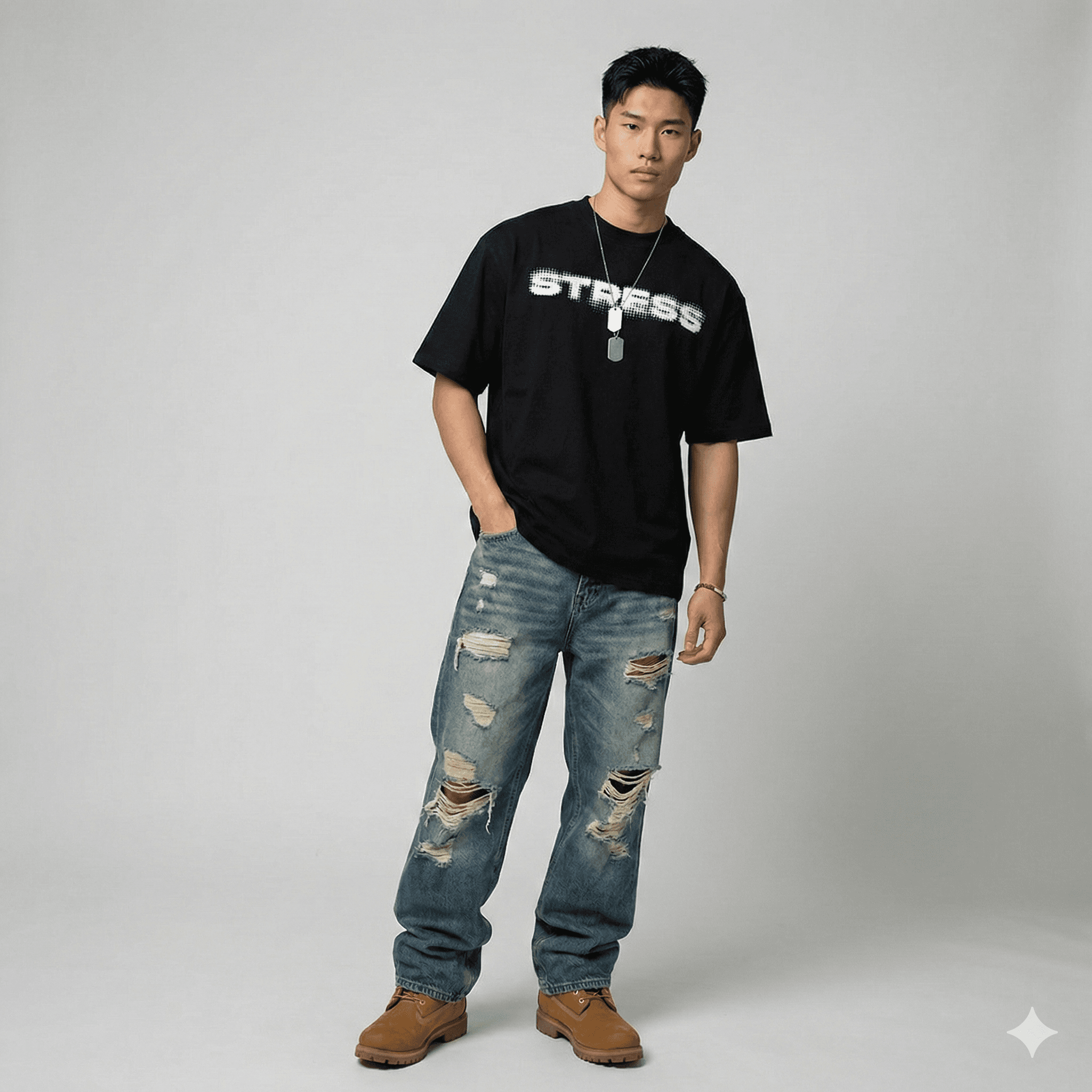 FTS "STRESS - LOGO" Boxy Tee - Black - Ảnh 6