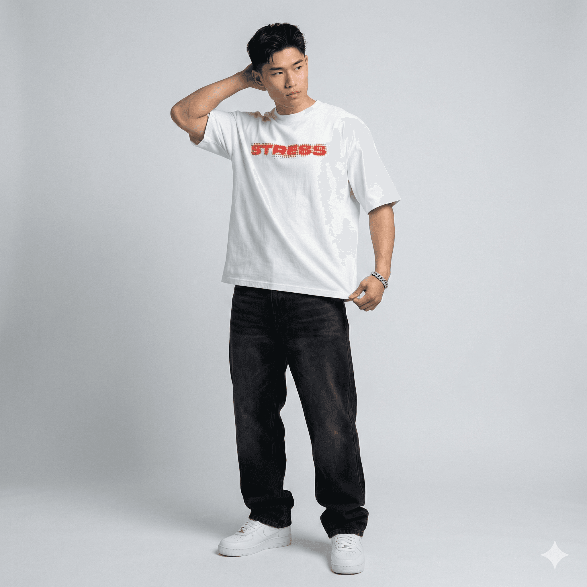 FTS "STRESS - LOGO" Boxy Tee - White - Ảnh 4
