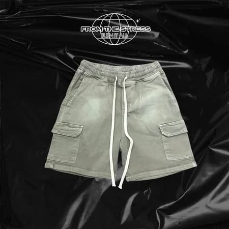 [F.T.S] KHAKI CARGO SHORTS – "BURN IT ALL" EDITION - Gray